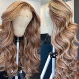 Neo Beauty hair 13x4 Lace Front Wigs Honey Blonde Highlight Lace Wigs Human Hair Body Wave 150% Colored Wigs