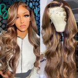 Neo Beauty hair 13x4 Lace Front Wigs Honey Blonde Highlight Lace Wigs Human Hair Body Wave 150% Colored Wigs