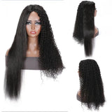 Neo Beauty hair Magic Dry Straight &amp; Wet Curly Wig 2 Styles in 1 V Part Curly Human Hair Black Wig