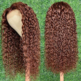 Neo Beauty hair Brownish Red Color Water Wave / Body Wave / Jerry Curly 13x4 Lace Front 150% Density Autumn Breeze Wig