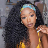 Neobeauty hair Wet and Wavy Headband Human Hair Wigs Deep Wave Curly Headband Wigs 150% Density Natural Color Lace Front Wigs
