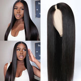 Neobeauty Hair V Part Wig Tranparent Lace Front Human Hair Wig Natural Color Thin Part Wigs Straight Hair 150%