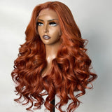 Neo Beauty hair Copper Brown 13x4 Lace Front Body Wave Wig Ginger Brown 150% Density Pre plucked Hairline