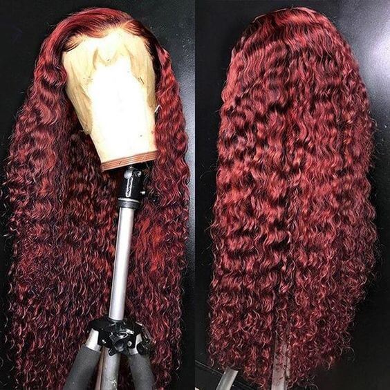 Neobeauty Hair 13x4 Colored Wig Deep Wave Human Hair Wigs 99J Color Pre Plucked Burgundy Lace Wig