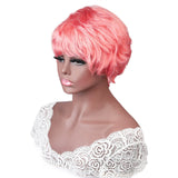 Neobeauty Short Wig Pink Color Machine Made Wig 100% Remy Human Hair