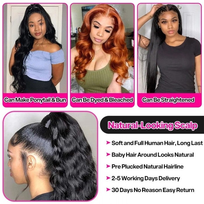 Lynnabeauty Hair 5x5 HD Lace Closure Wigs Virgin Straight Wig Pre Plucked  Natural Black Human Hair Wigs for Women