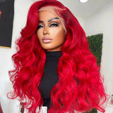 Neobeauty Density 180% Body Wave Red Lace Front Wig Transparent Lace Red Hair Color 13x4 Lace Front Human Hair Wigs