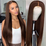 Neobeauty 13x4 HD Lace Wig Chocolate Brown Hair Straight Hairstyle Dark Brown Lace Wig