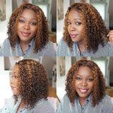 Mix Color Brown Curly Bob Wig Compact 13X4 Frontal Glueless Lace Wig Wholesale and Supplier