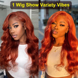 Neo Beauty hair Copper Brown 13x4 Lace Front Body Wave Wig Ginger Brown 150% Density Pre plucked Hairline