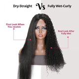 Neo Beauty hair Magic Dry Straight &amp; Wet Curly Wig 2 Styles in 1 V Part Curly Human Hair Black Wig