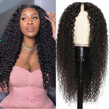 Neobeauty Density 150% Curly V Part Wig No Leave Out Upgrade U Part Wigs No Glue Human Hair Wigs