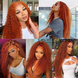 Neobeauty Ginger Wig 4x4 Lace Front Wigs Curly Human Hair Wigs Swiss Lace
