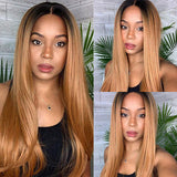 Neobeauty Hair Straight Human Hair Wigs Honey Blonde 13x4 Transparent Lace Front Wigs