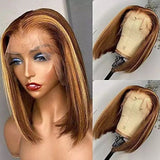 Neobeauty Hair 4x4 Highlight Short Bob Wig Straight Hair Lace Front Bob Wig For Black Women