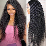 Neobeauty 250% Density Hair Deep Wave Glueless Human Hair Wig Transparent Lace Deep Curly Hair Pre Plucked 13x4 Lace Front Wigs