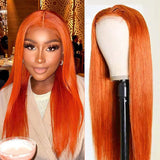 Neobeauty Orange Ginger Wigs Human Hair Straight 13x4 Lace Front Wigs