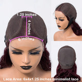 Dark Plum Color Loose Wave Undetectable Invisible Lace Middle Part Glueless Wig