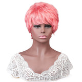 Neobeauty Short Wig Pink Color Machine Made Wig 100% Remy Human Hair