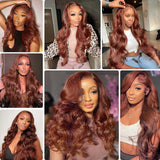 Neobeauty Reddish Brown Hair HD Lace Front Wig Body Wave Hair 13*4 Lace Wig