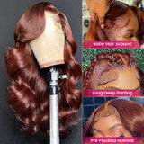 Neobeauty Reddish Brown Hair HD Lace Front Wig Body Wave Hair 13*4 Lace Wig