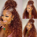 Neo Beauty hair Reddish Brown 3C Curly Hair 13x4 Lace Front Autumn Breeze Wig