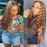 Neobeauty Highlight Wigs Human Hair 13x4 Lace Frontal Wigs With Highlights