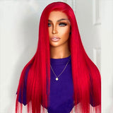 Neobeauty Hair 30 Inch Red Hair Color Straight Hair Lace front Wig 13x4 HD Lace Red Human Hair Wig DENSITY 180%