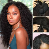 Neo Beauty hair Magic Dry Straight &amp; Wet Curly Wig 2 Styles in 1 V Part Curly Human Hair Black Wig