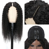 Neo Beauty hair Magic Dry Straight &amp; Wet Curly Wig 2 Styles in 1 V Part Curly Human Hair Black Wig