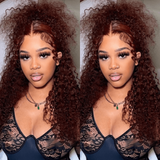 Neo Beauty hair Reddish Brown 3C Curly Hair 13x4 Lace Front Autumn Breeze Wig